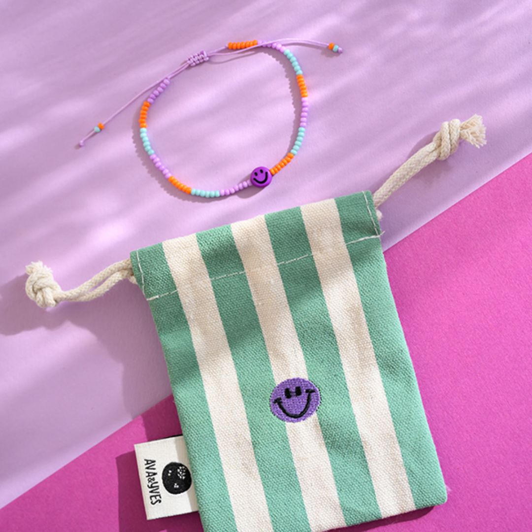 Perlenarmband Smile lila/orange