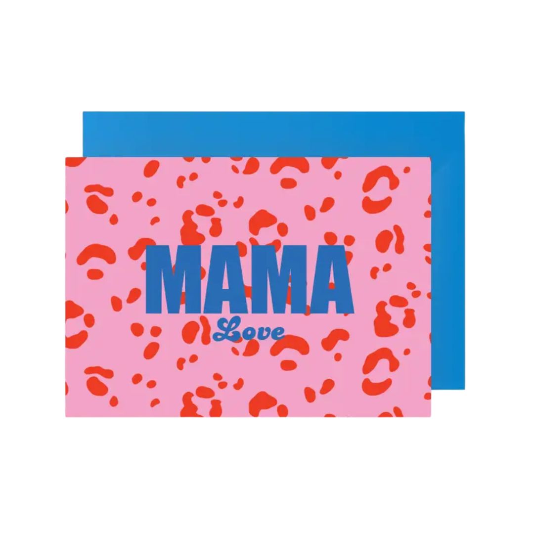 Postkarte mit Umschlag 'MAMA' rosa/blau Querformat