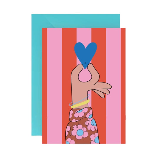 Postkarte mit Umschlag 'Heart' multi/blau Hochformat