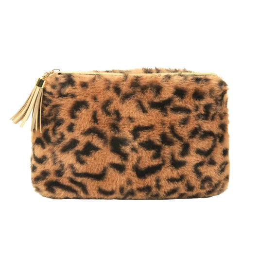 Retro Leopard Plush Makeup Bag