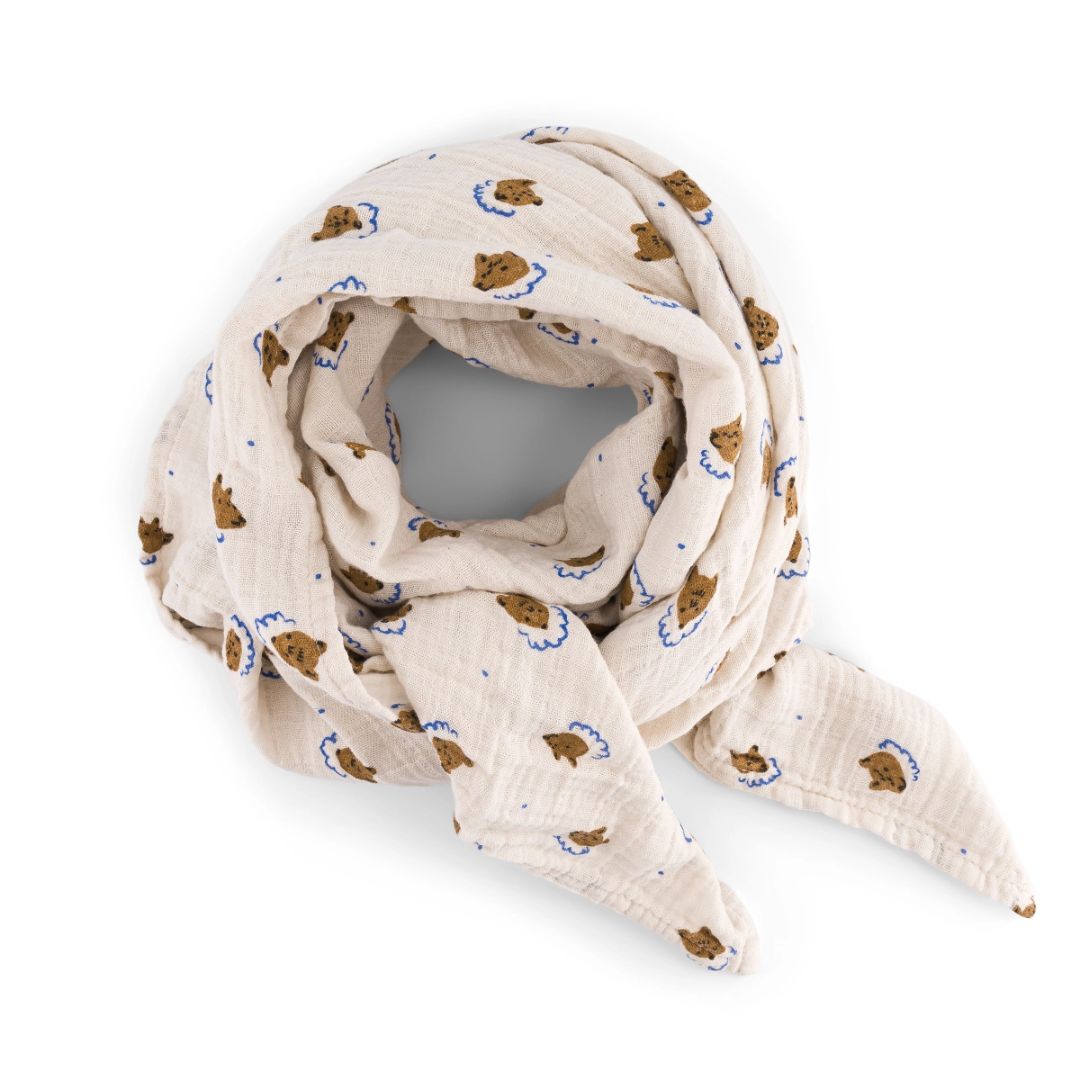 Schaltuch aus Musselin 'BIANCA TEDDY ECRU' 70 x 70 cm