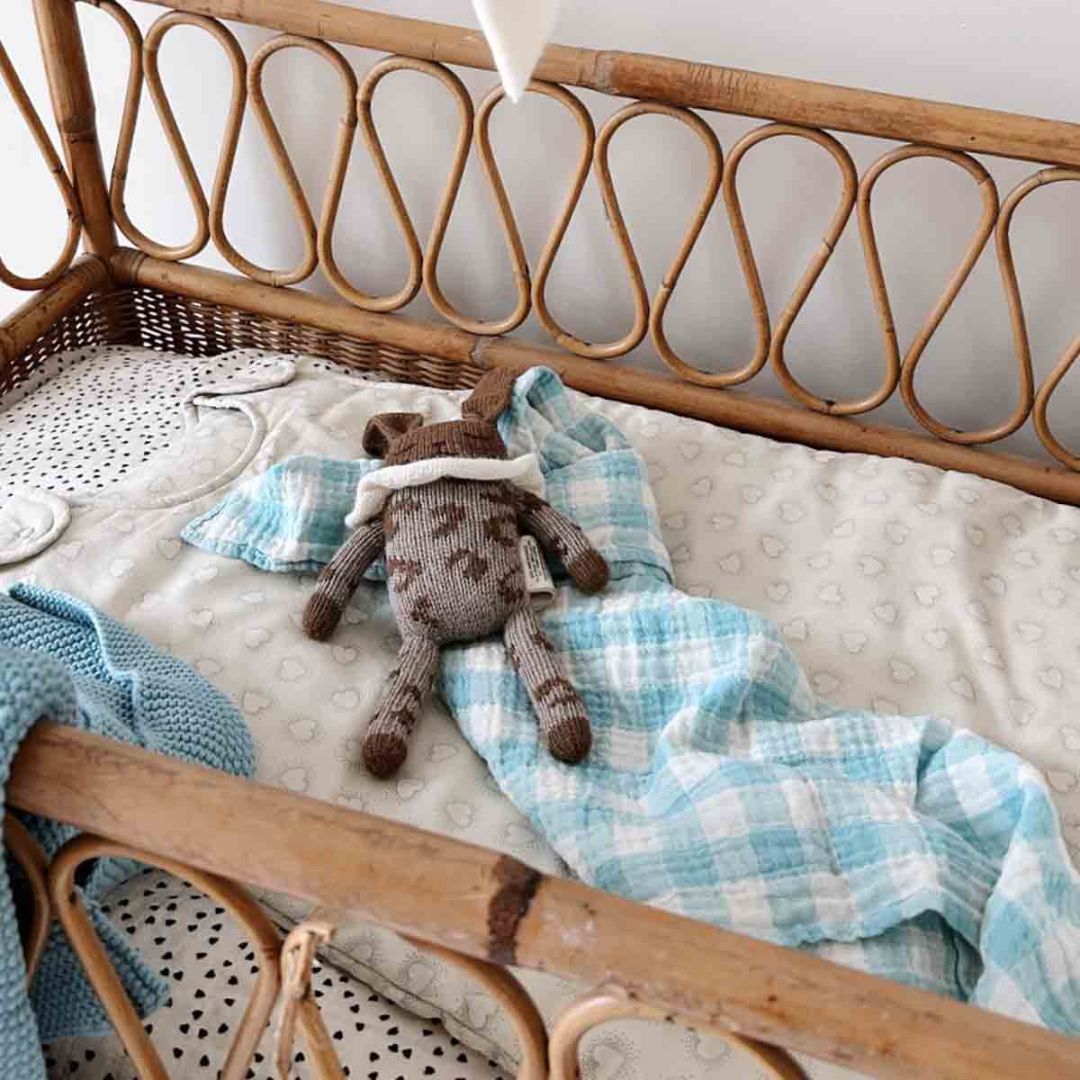 Schaltuch aus Musselin 'BIANCA Vichy-Karo Blue' 70 x 70 cm