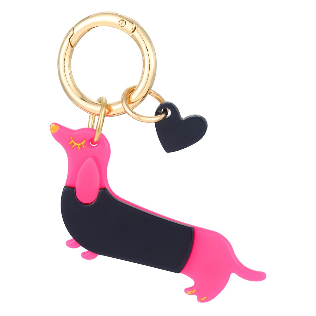Schlüsselanhänger Dackel pink/schwarz