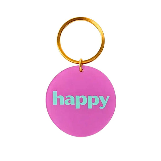 Schlüsselanhänger 'Happy' ⌀ 5 cm