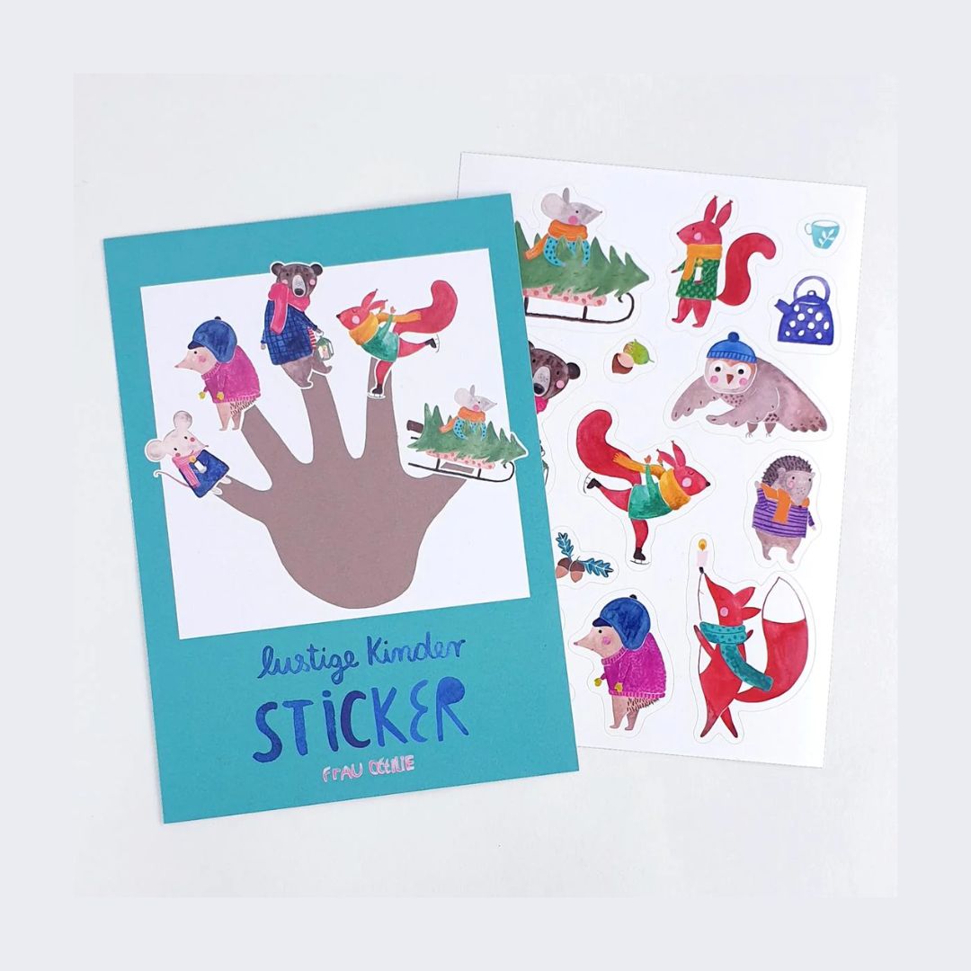 Lustiger Stickerbogen Winter & Weihnachten