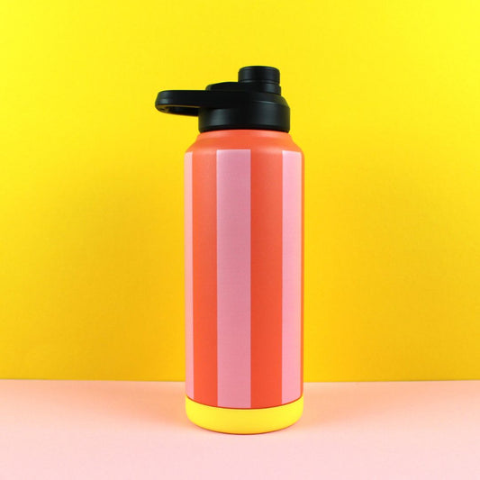 Trinkflasche Stripes feuerrot/rosa/gelb 1000 ml