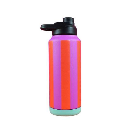 Trinkflasche Stripes fuchsia/feuerrot/petrol 1000 ml