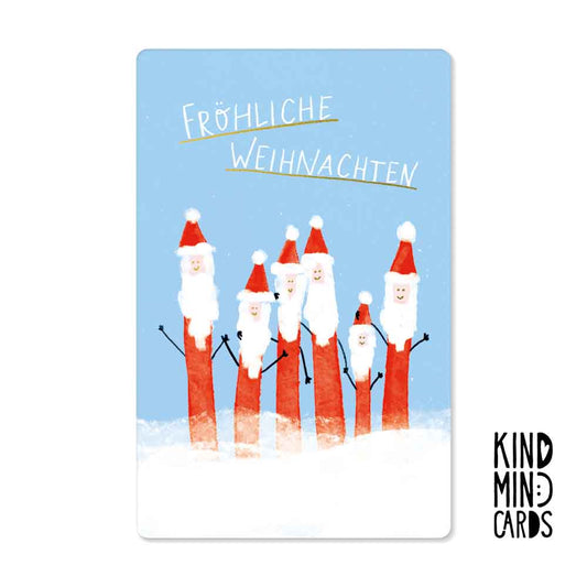 Postkarte Kind Mind 'Fröhliche Weihnachten Weihnachtsmänner'