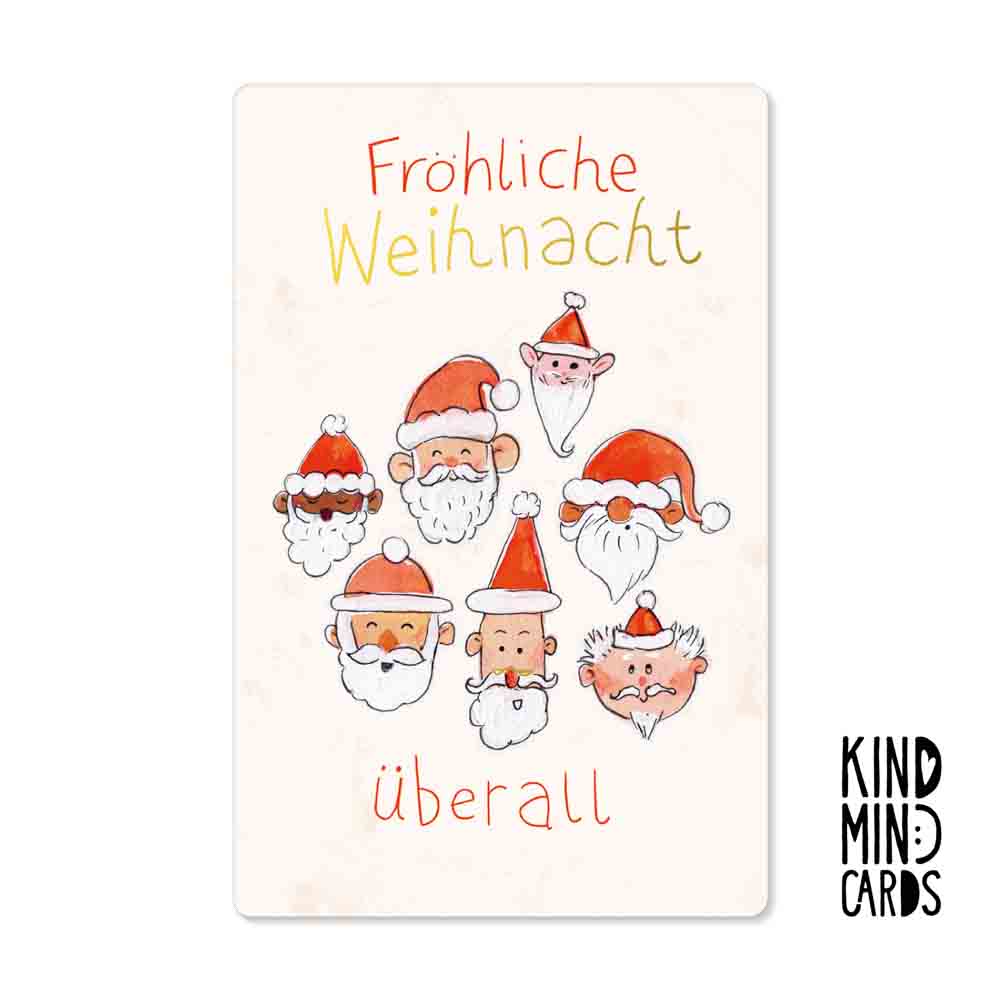 Postkarte Kind Mind 'Fröhliche Weihnacht überall'
