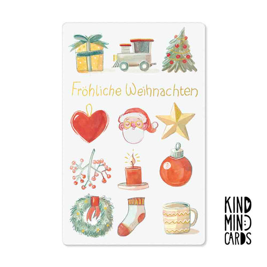 Postkarte Kind Mind 'Fröhliche Weihnachten Symbole'