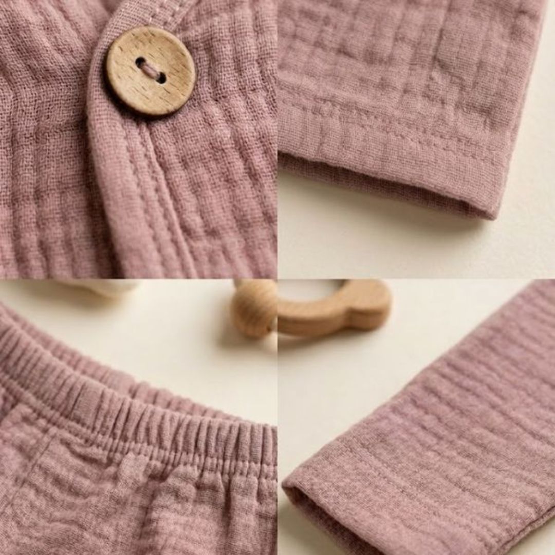 Zweiteiliges Baumwoll Musselin-Set 'Wolke' rosa