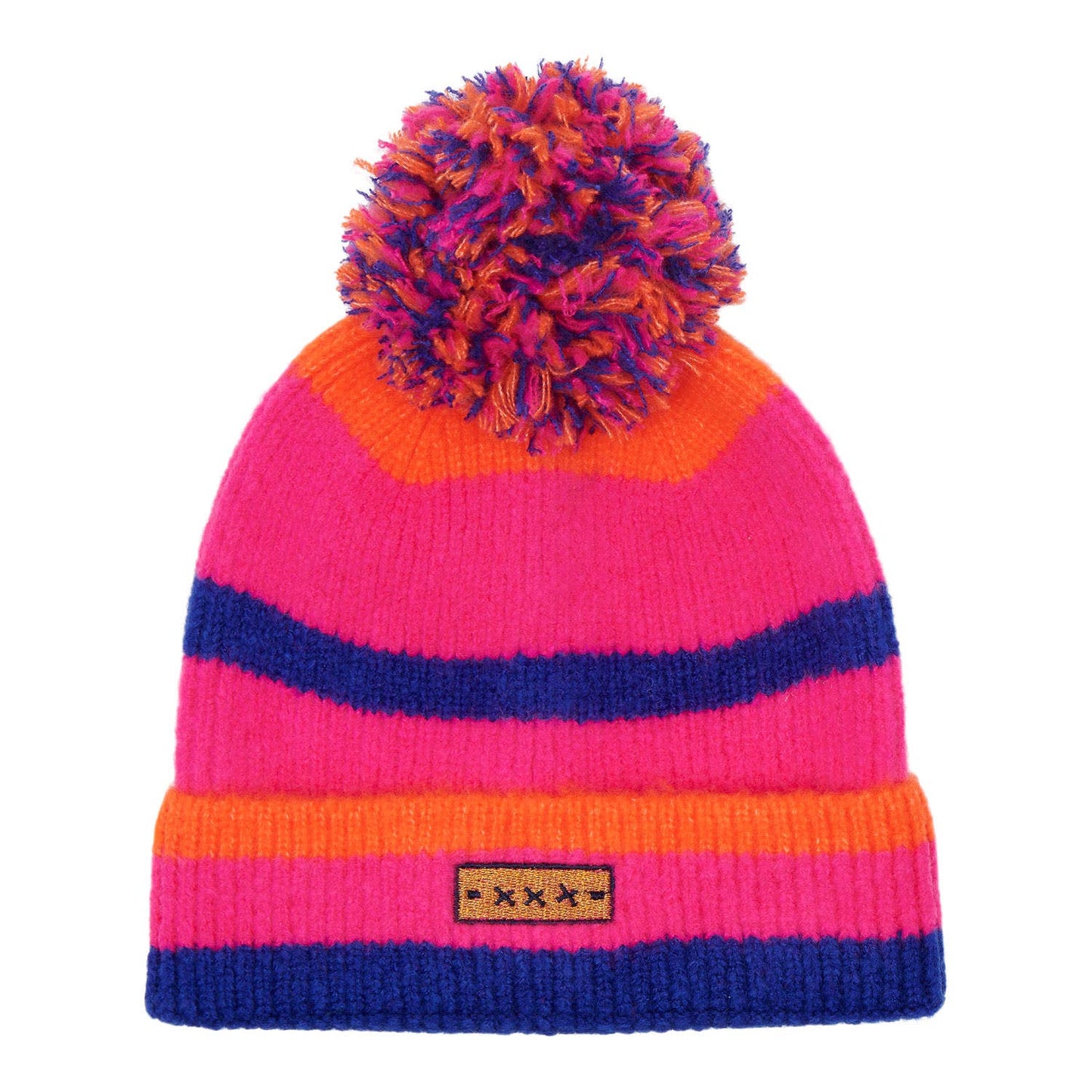 Mütze mit Pompon neon 50-55 cm