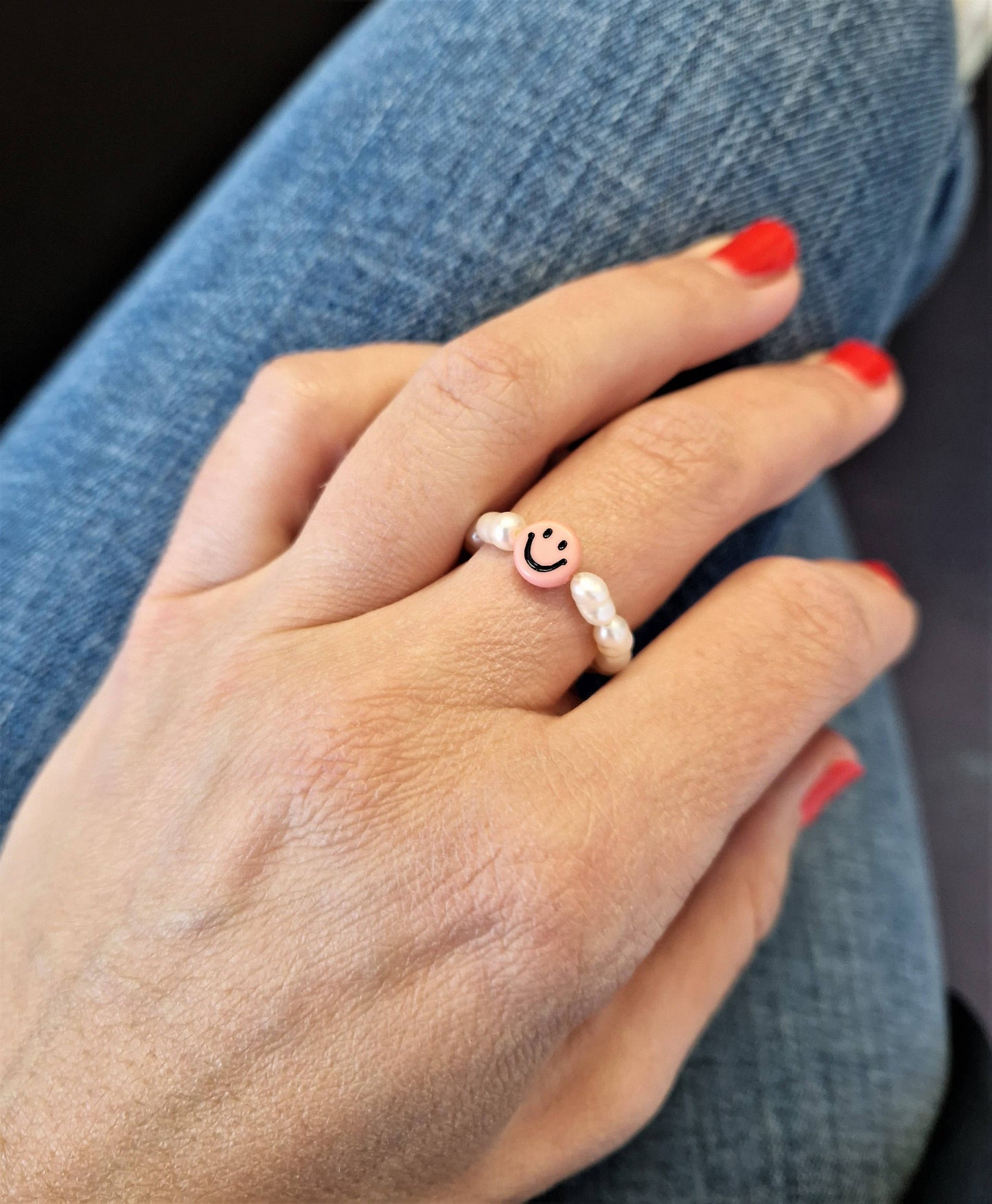 Smiley Perlen Ring | versch. Farben