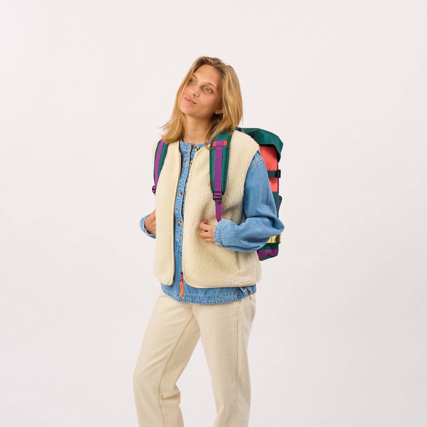 Rolltop-Rucksack mehrfarbig grün/violett