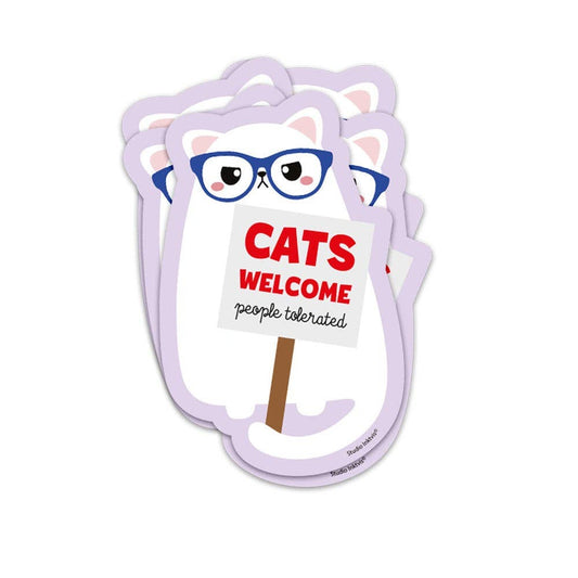 Sticker „Cats Welcome People Tolerate“ – Vinyl-Aufkleber „If I am too much, go find less“