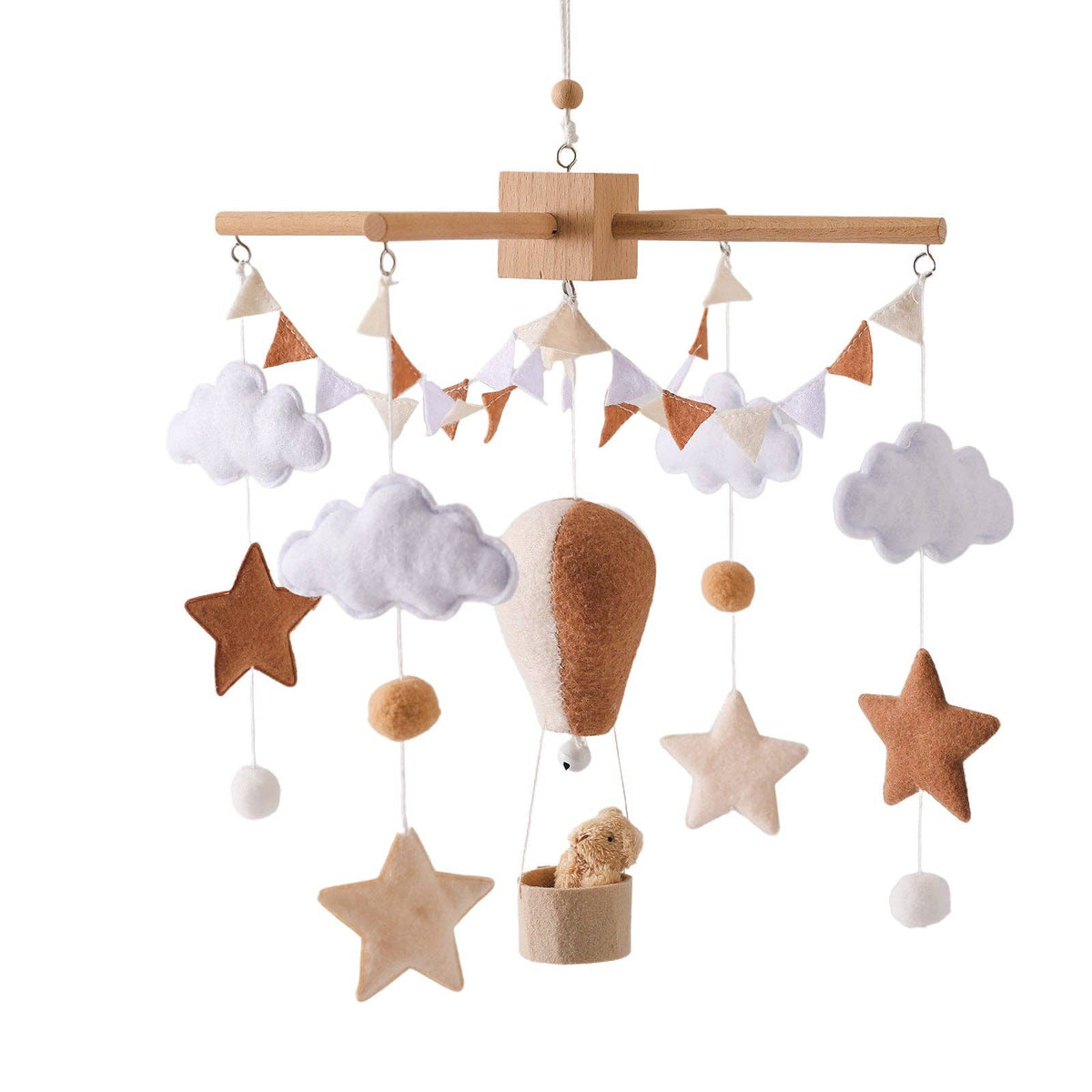 Handgemachtes Baby-Mobile Heißluftballon | Filz & Holz