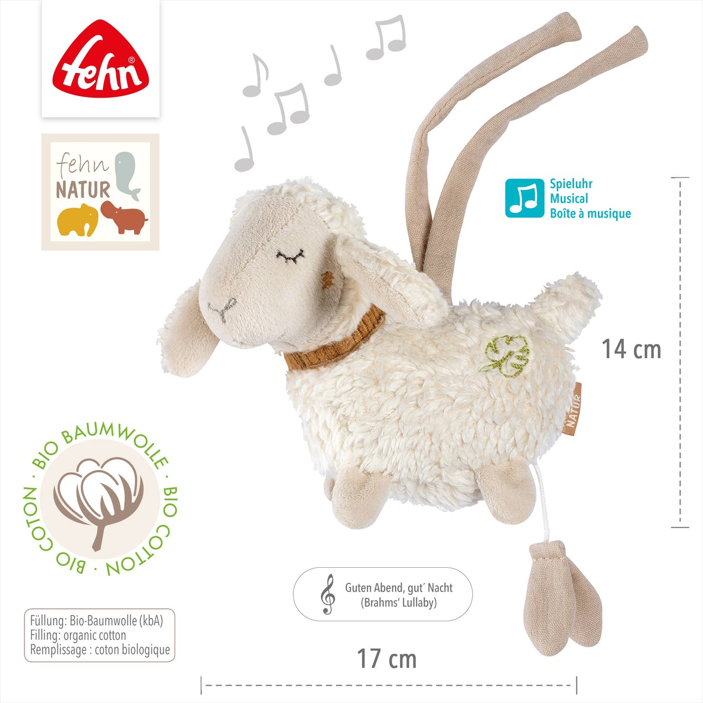 Mini-Spieluhr Schaf Natur - Kuscheltier & Einschlafhilfe