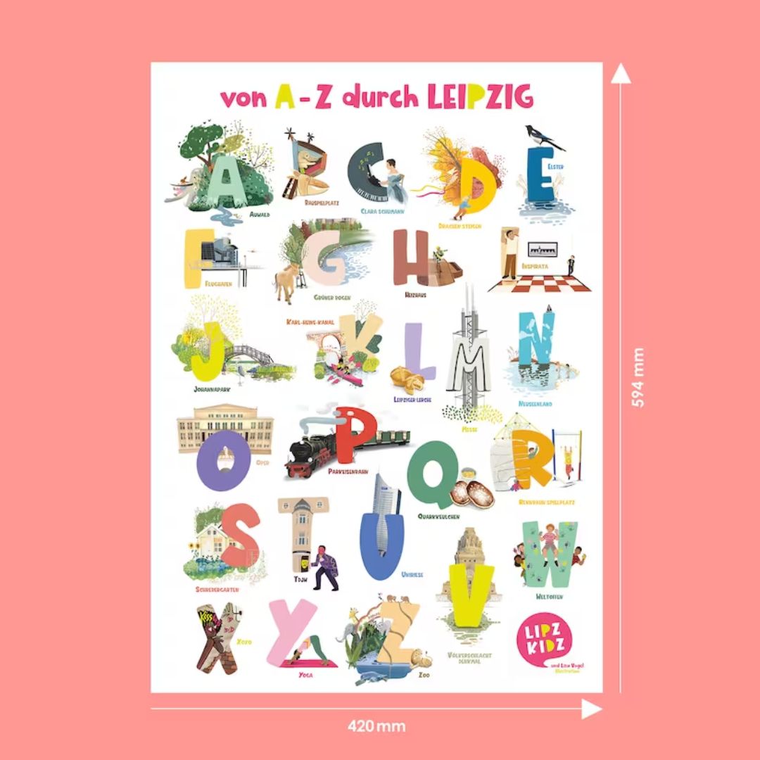Lokales Leipzig ABC Plakat in A3 oder A2 Format