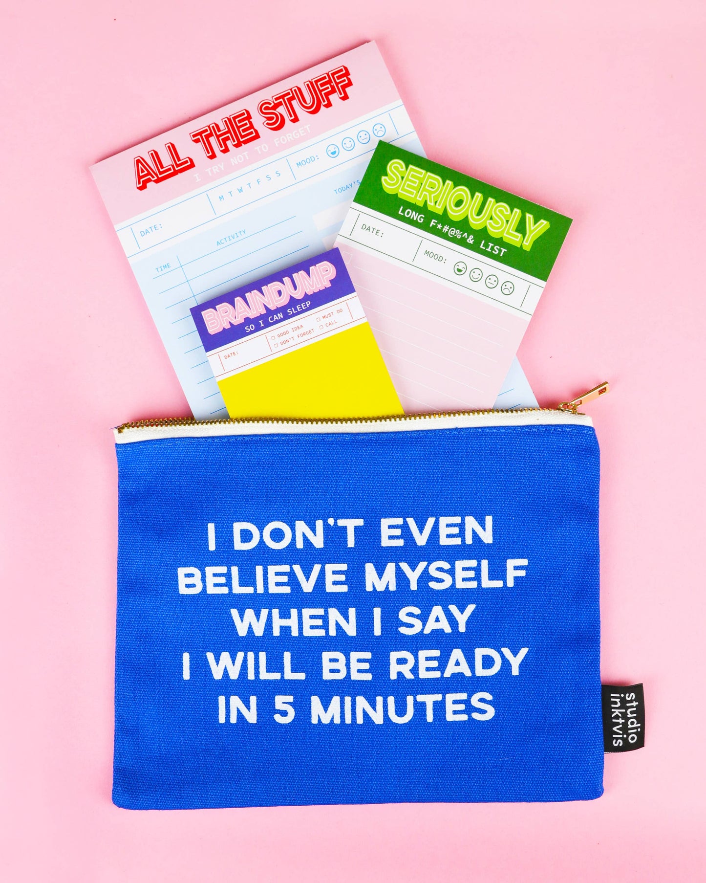 Rosa Notizblock A5 „All the stuff I try not to forget“