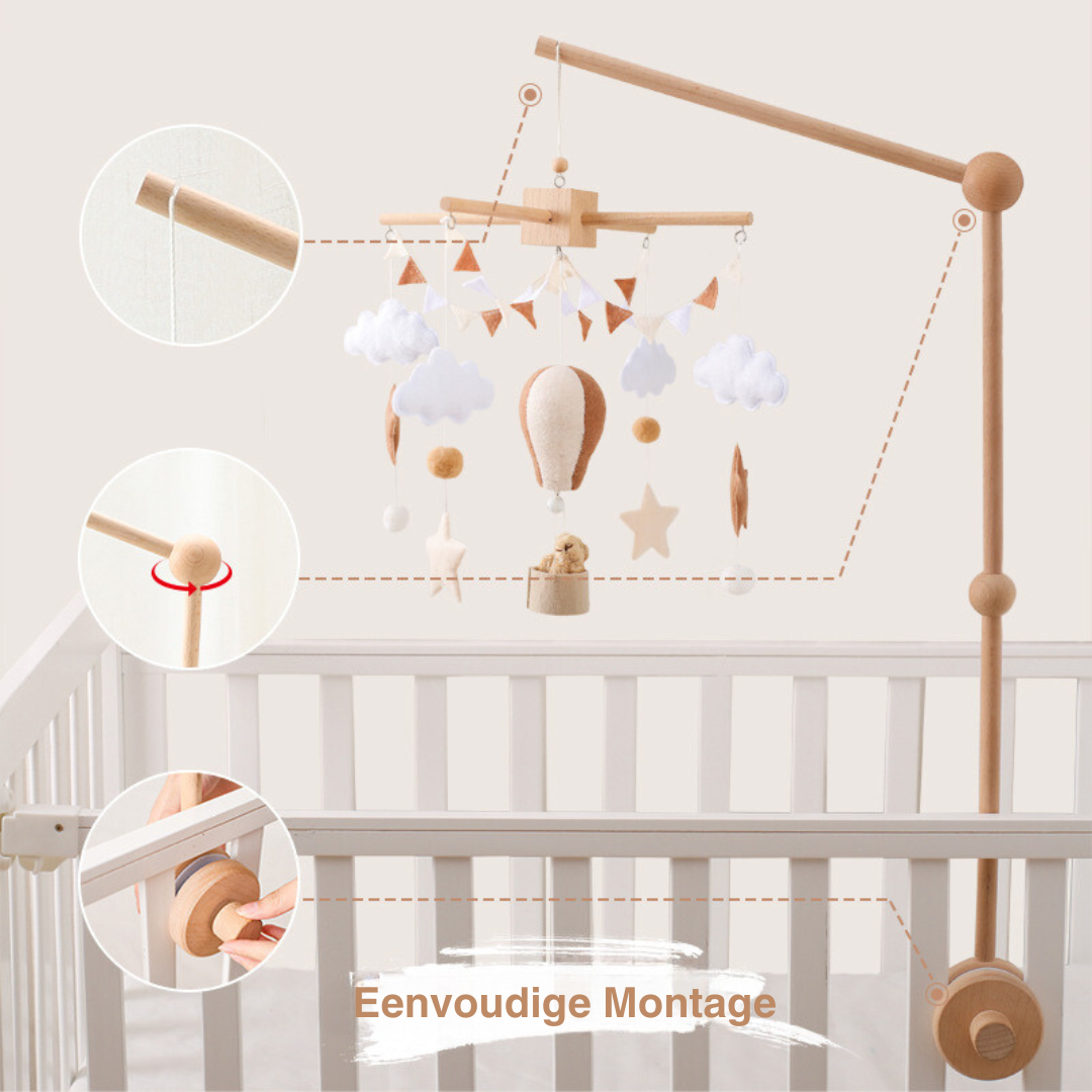 Handgemachtes Baby-Mobile Heißluftballon | Filz & Holz