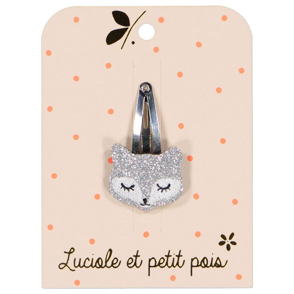 Kinder Haarspange 'Silber Glitzer Fuchs'