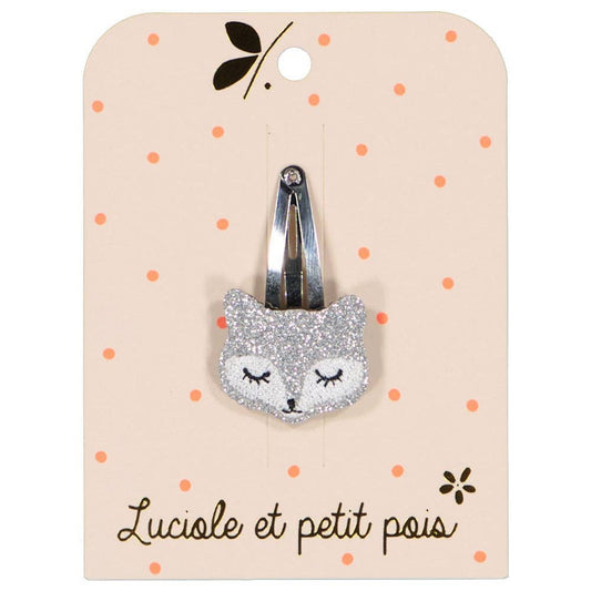 Kinder Haarspange 'Silber Glitzer Fuchs'