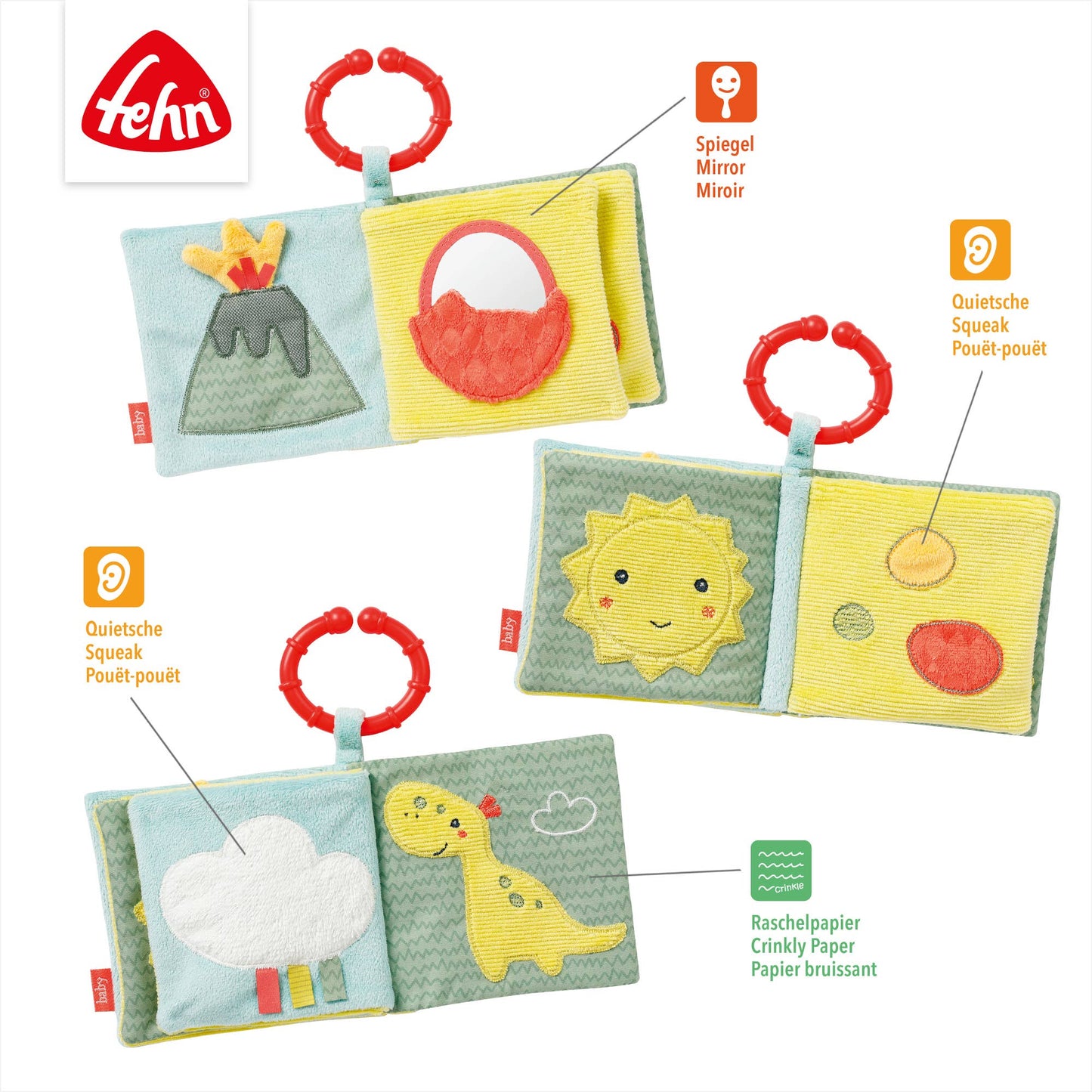 Stoffbuch Happy Dino - Fühlbuch mit Tier-Motiven