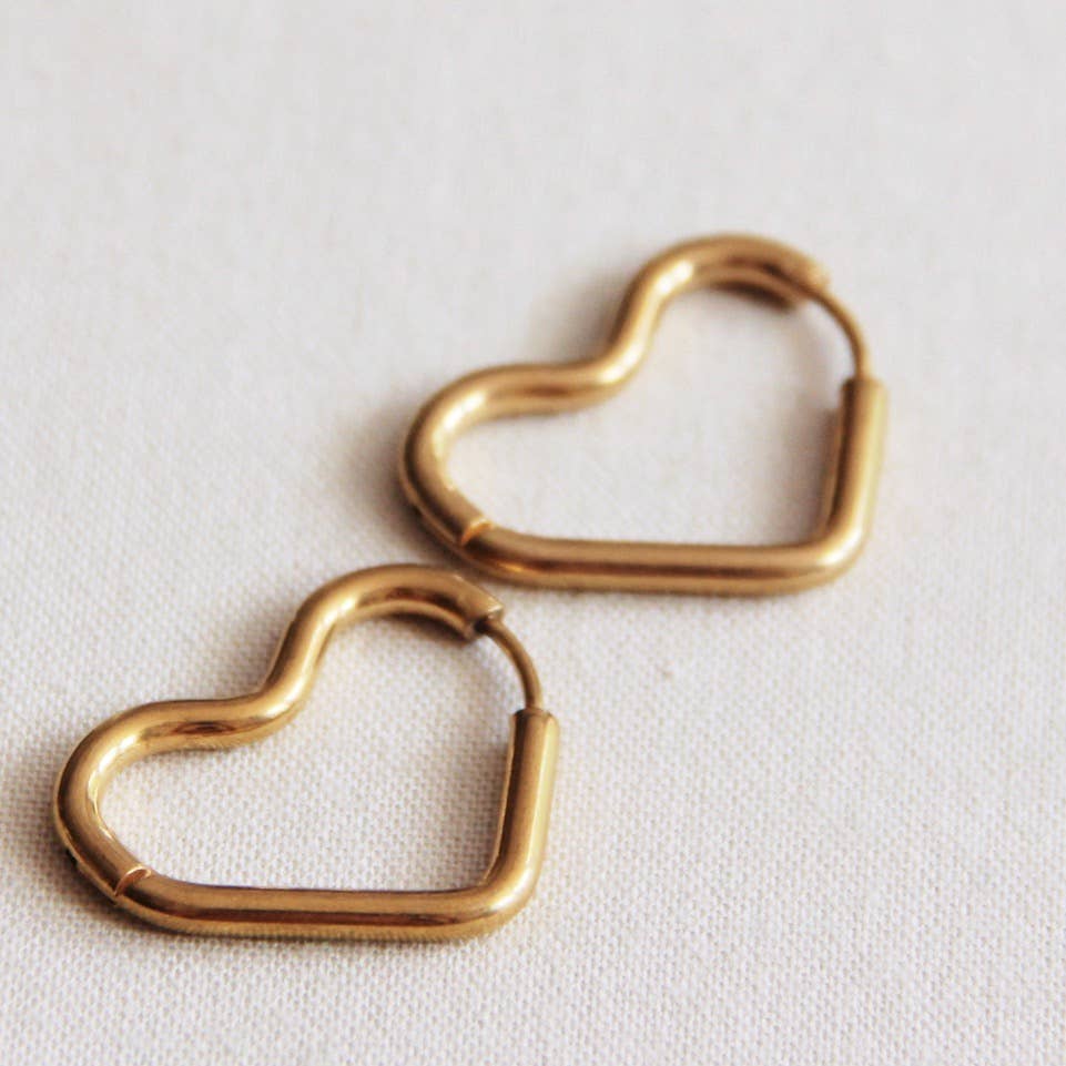 Damen Ohrringe Creolen in Herzform gold