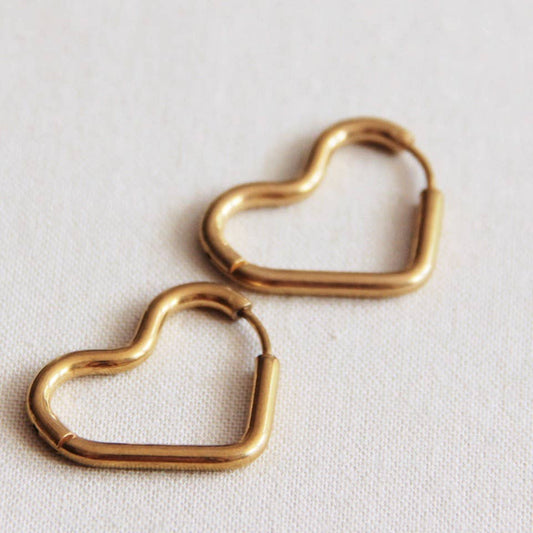 Damen Ohrringe Creolen in Herzform gold