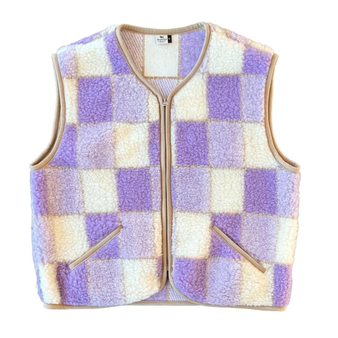 Damen Weste 'POS' lila checkered