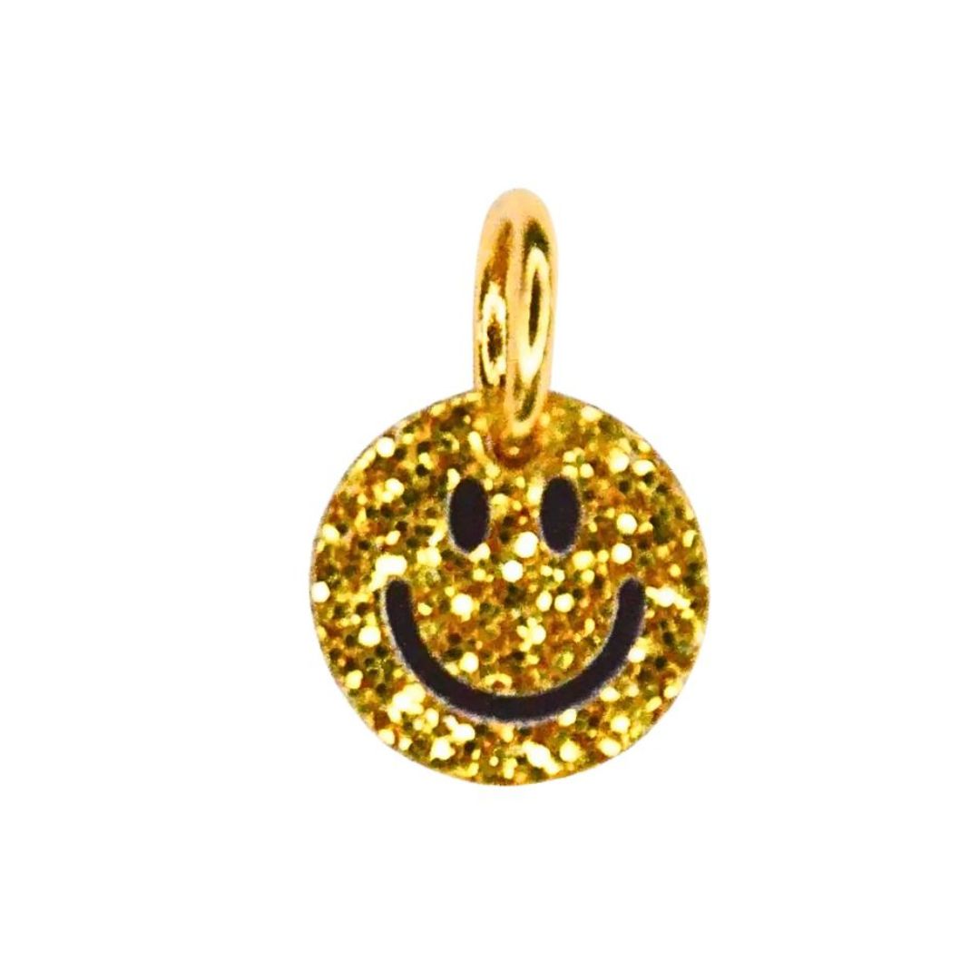 Anhänger Smiley Glitter gold