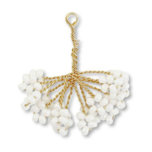 CHARMS | Anhänger aus Glasperlen 'Blume' gold/weiß