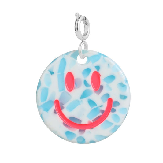 Anhänger Smiley blau/silber