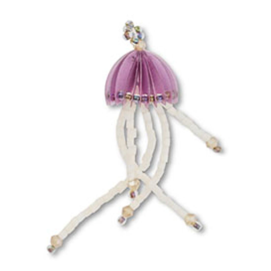 CHARMS | Anhänger aus Glasperlen 'Qualle' lila/weiß
