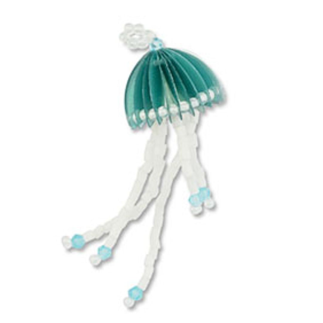 CHARMS | Anhänger aus Glasperlen 'Qualle' türkis/weiß