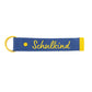Taschenanhänger mit Schriftzug 'Schulkind' blau/gelb