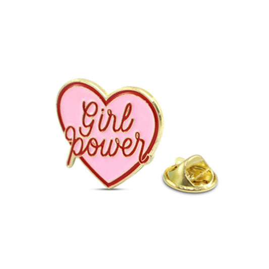 Anstecker 'Herz Girl Power' pink/rot/gold