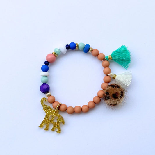 Schönes Armband für Mädchen terrakotta mit Anhänger Elefant