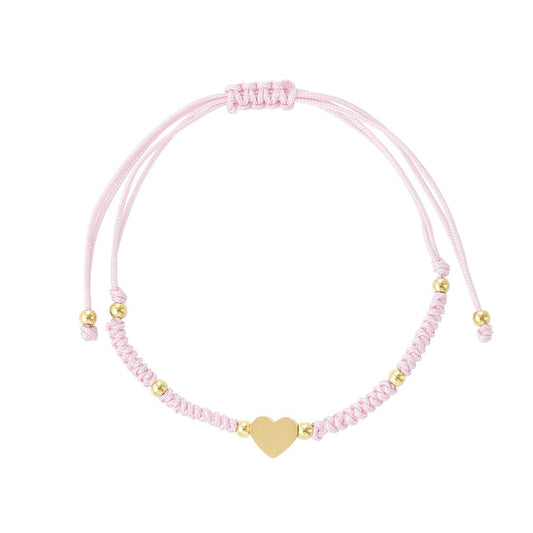 Damen Armreif geflochten mit Herz 'pink'