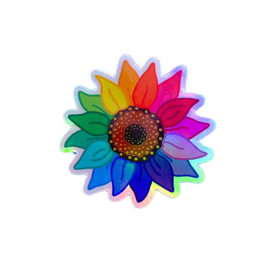 Aufkleber 'Regenbogen-Sonnenblumen-Sticker'