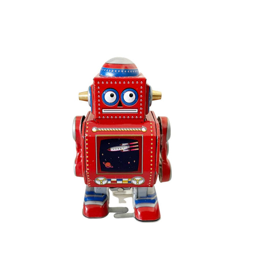 Aufziehspielzeug Roboter klein rot