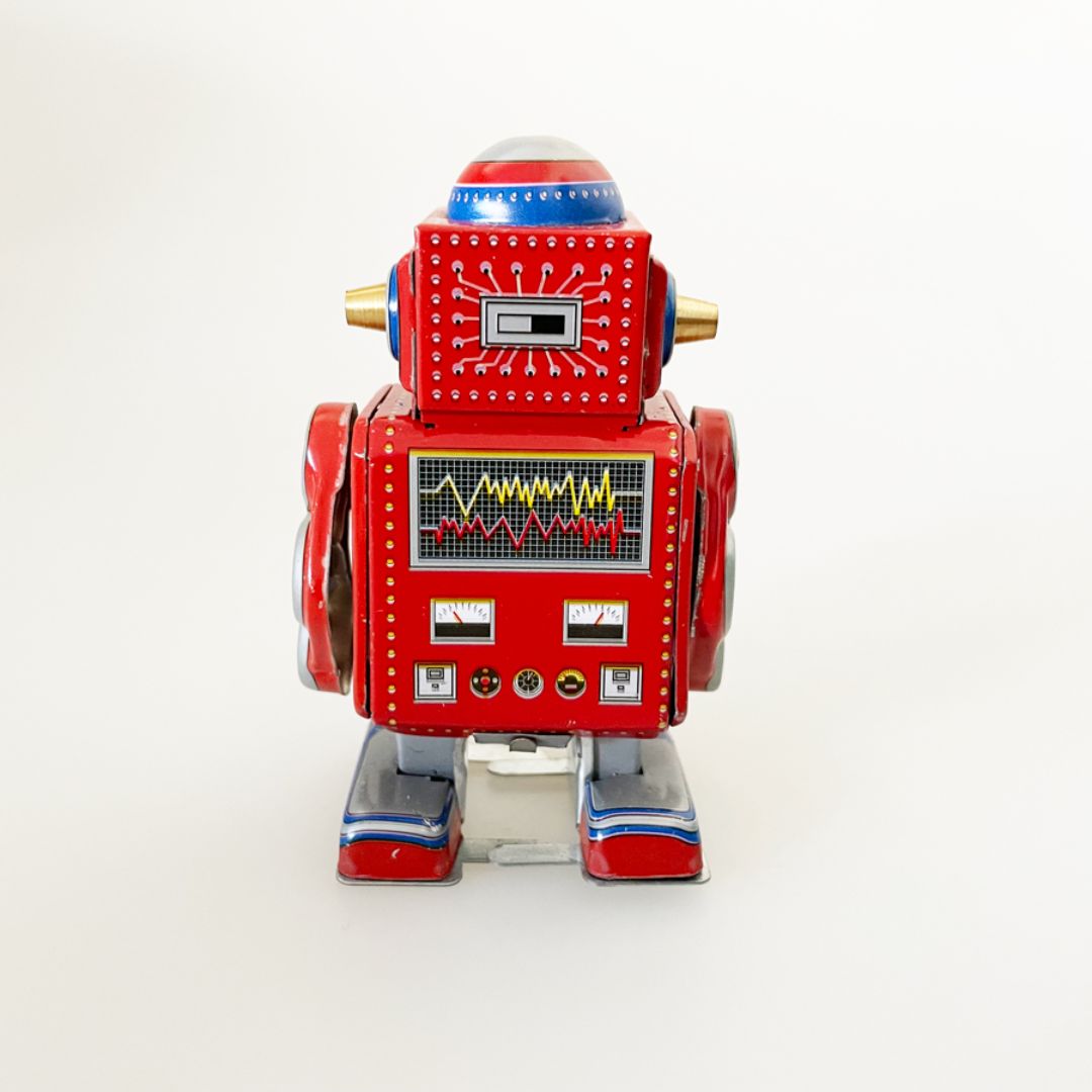 Aufziehspielzeug Roboter klein rot
