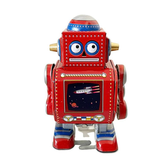 Aufziehspielzeug Roboter klein rot