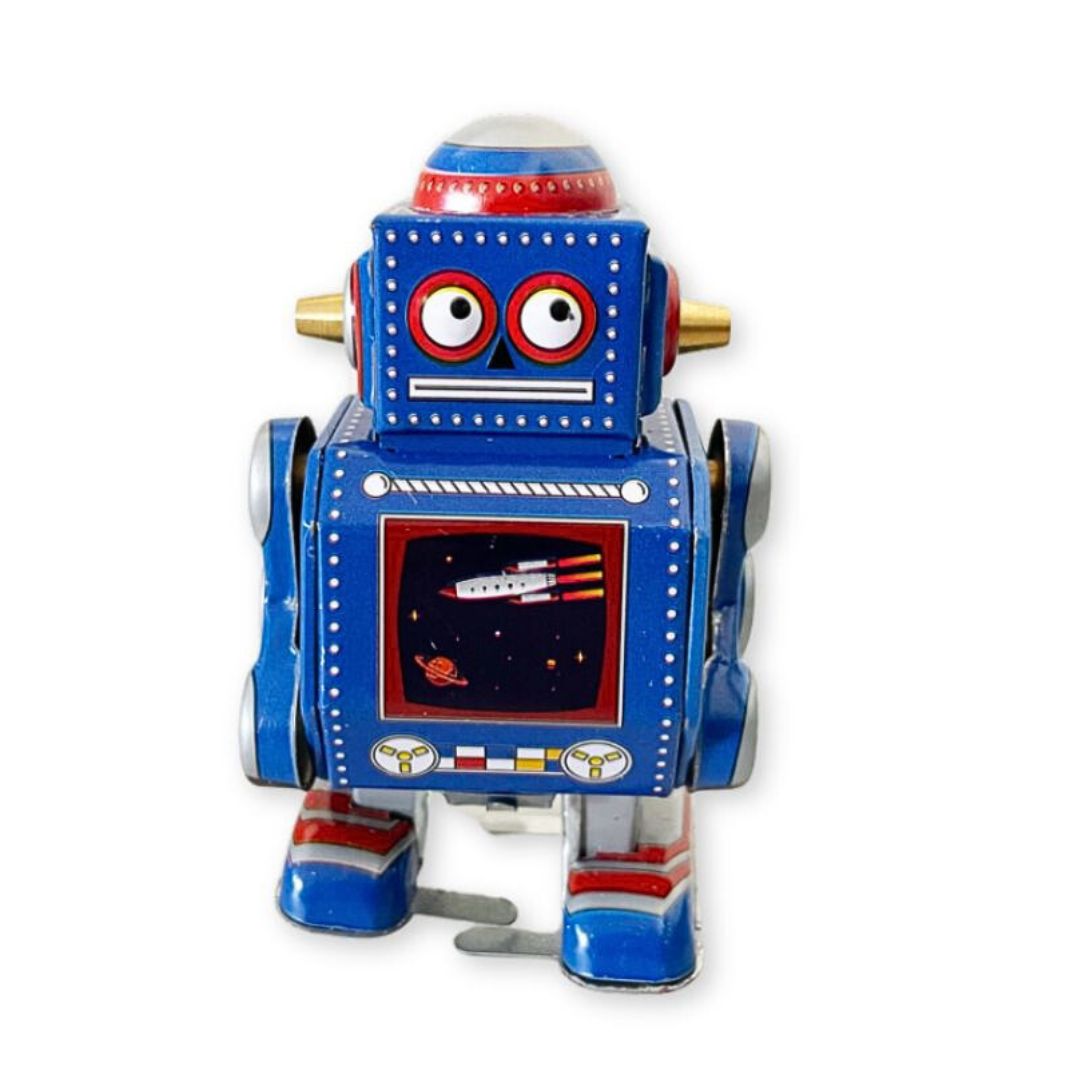 Aufziehspielzeug Roboter klein blau