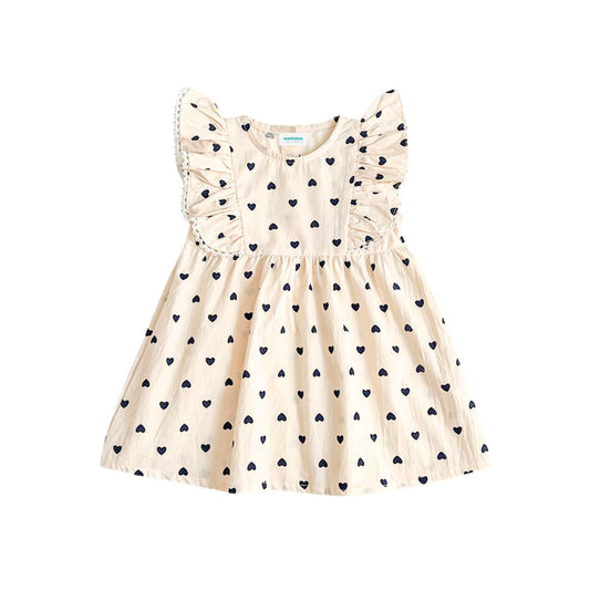 Kurzärmeliges Kleid beige 'Hearts'