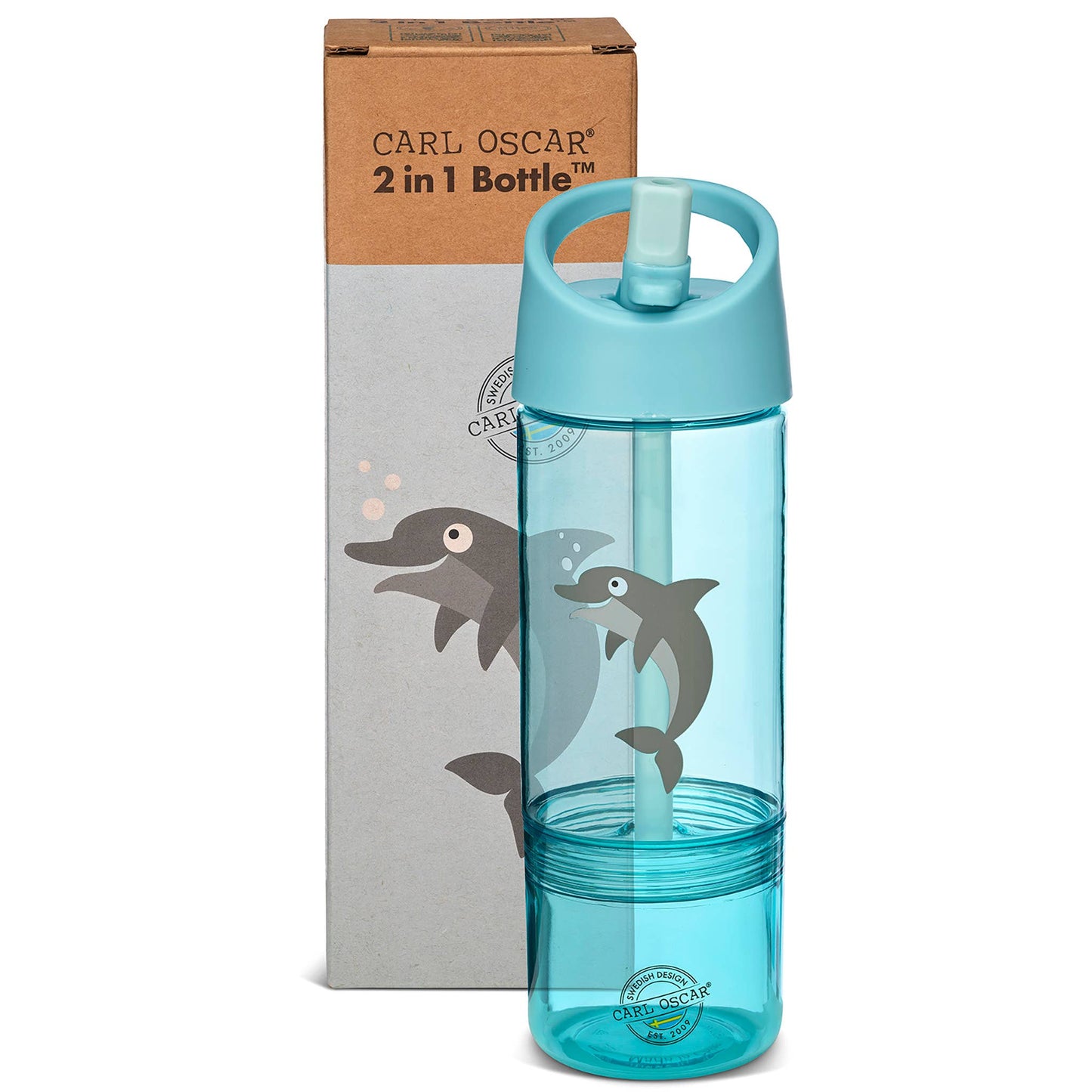 Wasserflasche 2 in 1 mit abnehmbarem Bodenbecher blau