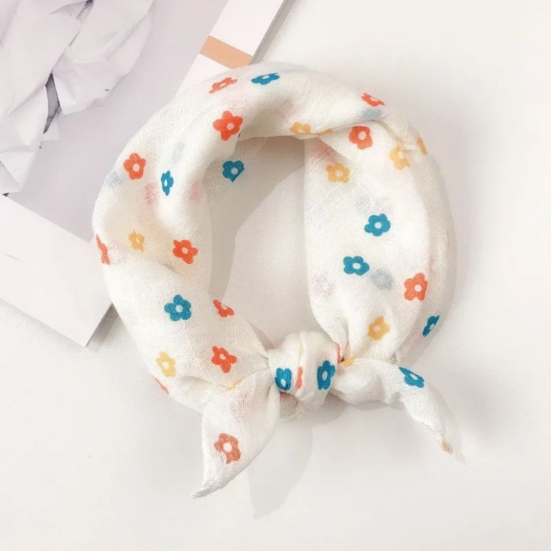 Baby Baumwoll-Leinen Dreieckstuch 'Flowers'