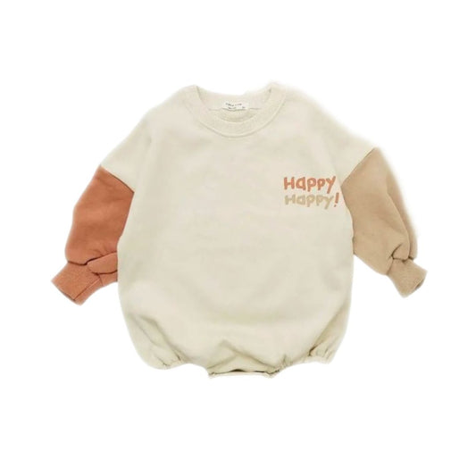 Baby Langarm Body 'Happy' apricot