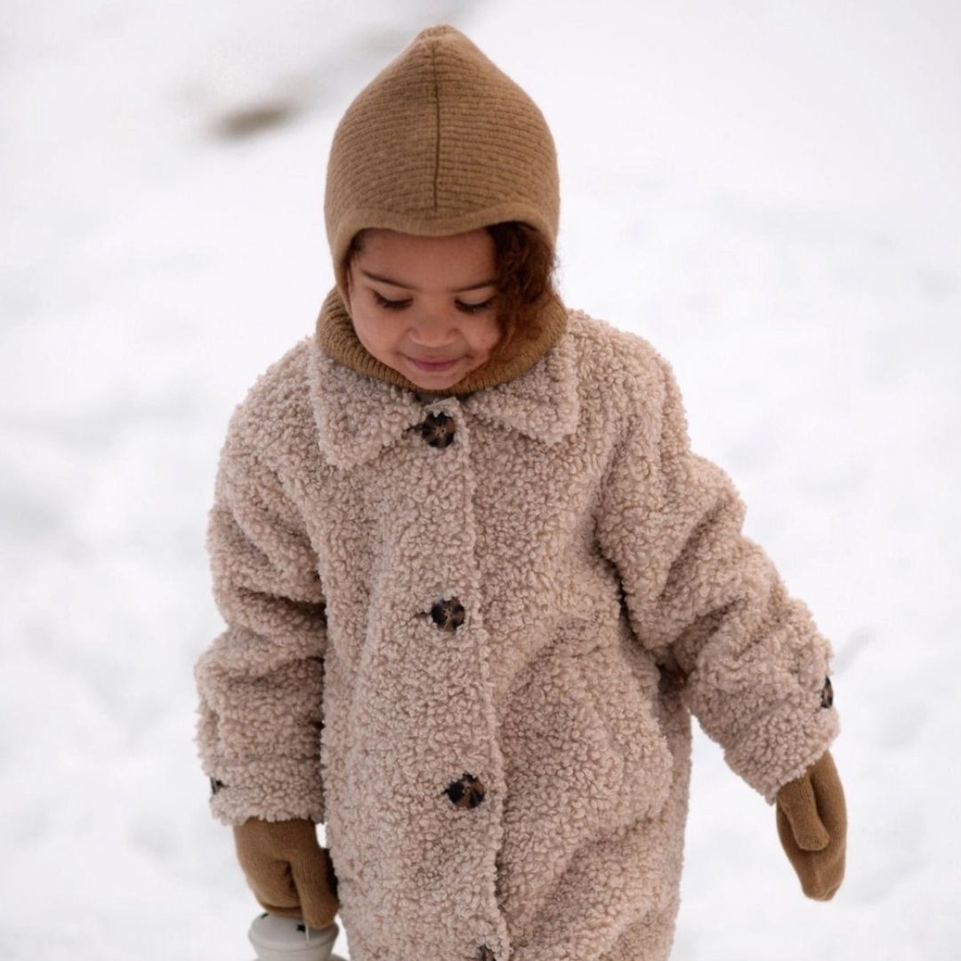 Baby & Kinder Balaclava Sturmhaube GOTS Bio-Baumwolle karamell