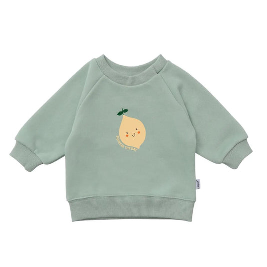 Sweatshirt in schilfgrün mit Print "Zitrone"